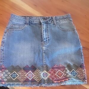 Desigual Embroidered Denim Skirt Size 36